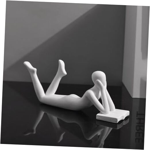 Style-B White Thinker Reads Book Decoration Reader Bookend for Thinker-white-b