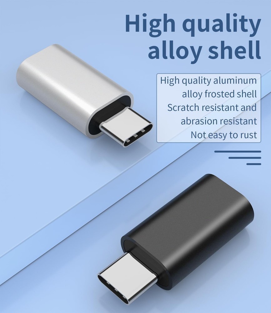3Pack Lightning Female to USB-C Male Adapter, Type Charging for silver
