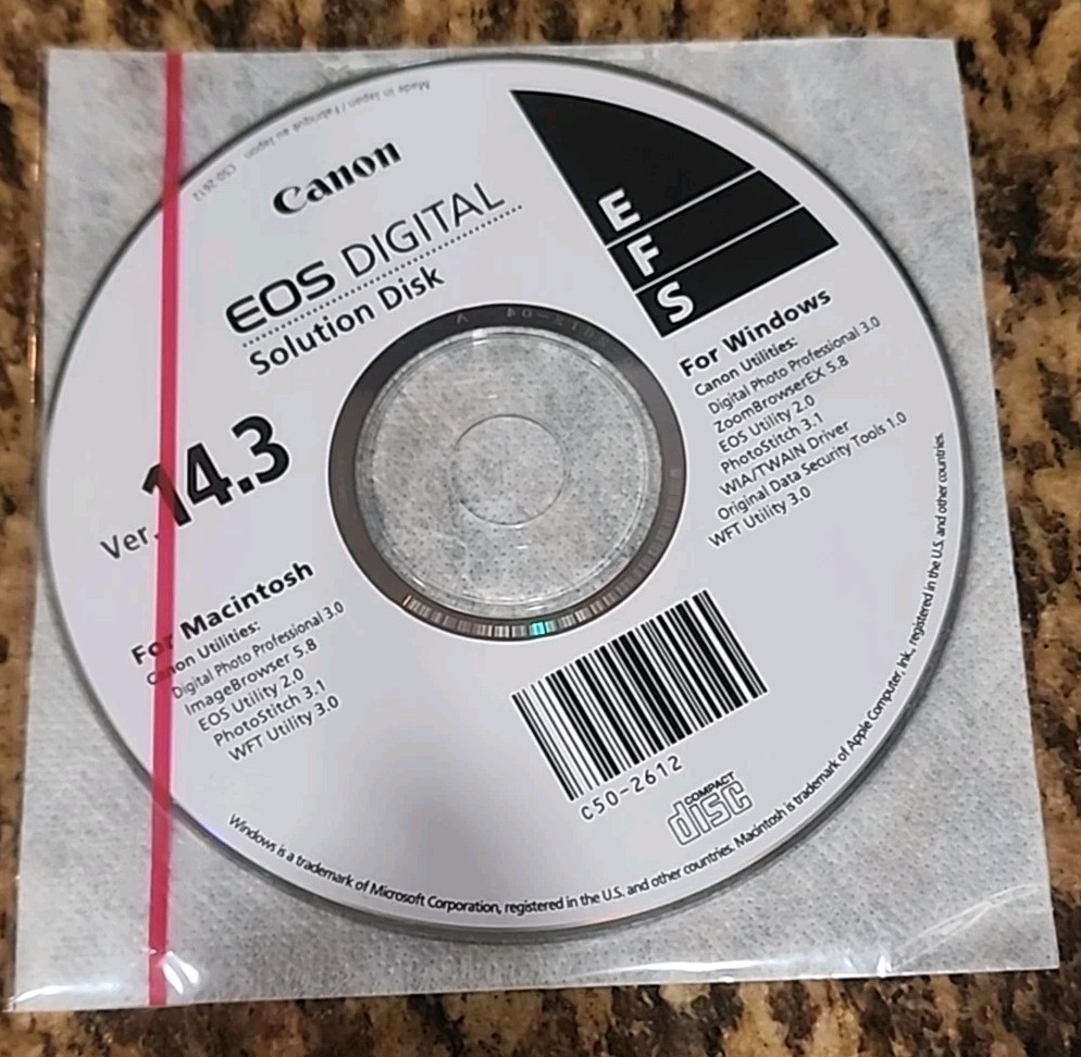 Canon EOS Digital Camera Solution Disk Ver. 14.3 For Windows Or Mac