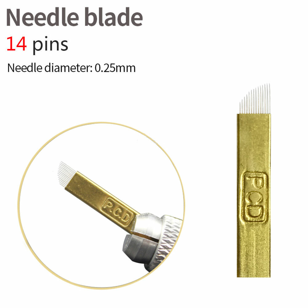 Microblading PCD 14 Pins Needles Permanent Makeup Manual Eyebrow Tattoo Blades