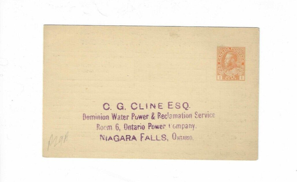 CANADA Mint Post Card - Dominion Water Power & Reclamation