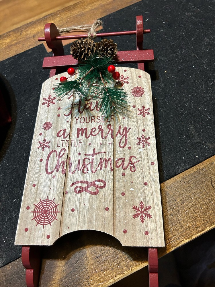 Merry Little Christmas Sled Light Up Wall Hanging