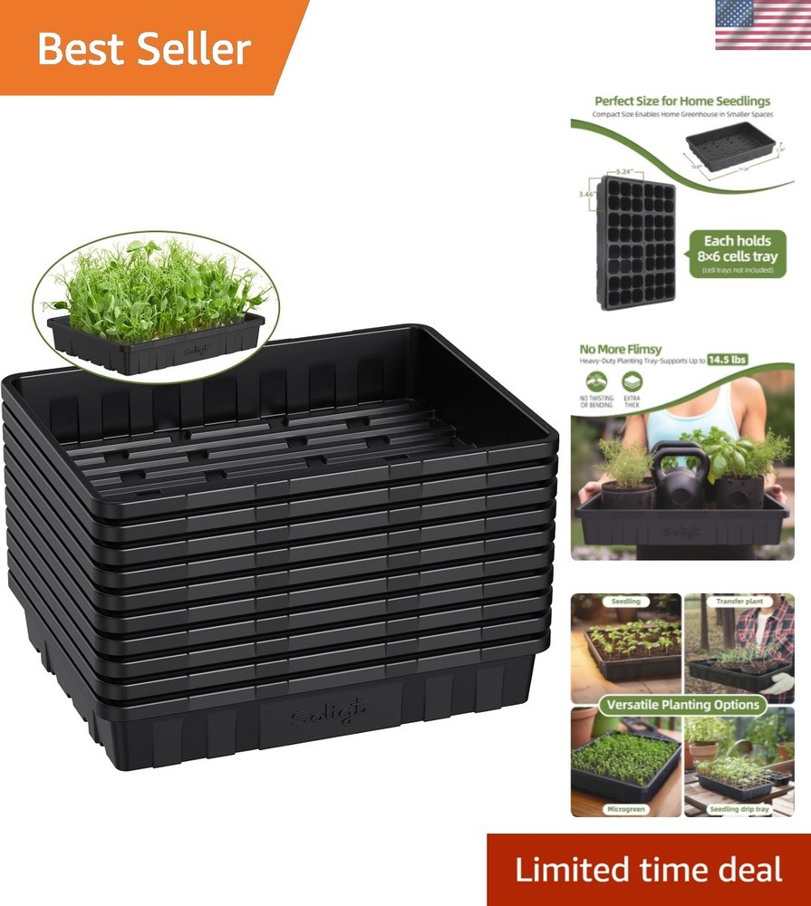Extra Thick Heavy Duty 10 Pack Seed Starting Trays - Microgreens Growing Tray...