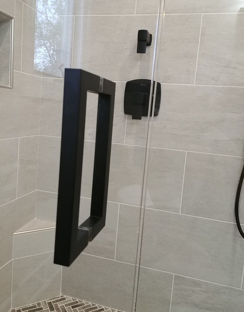 8" SQUARE DOUBLE SIDED SHOWER DOOR HANDLE MATT BLACK