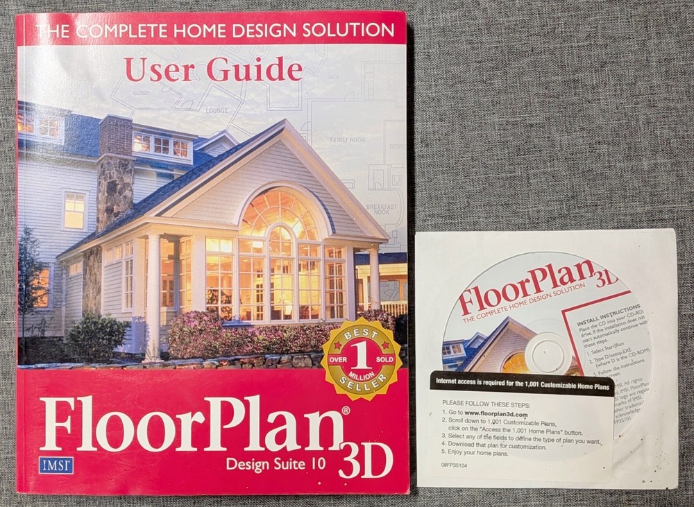 FLOOR PLAN 3D Version 10 PC CD-ROM & Manual IMSI 1997-2005