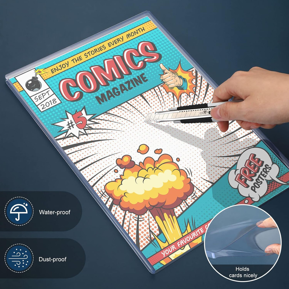5 Set Comic Book Display Case Set, Include Comic Book Sleeves and Clear Plastic