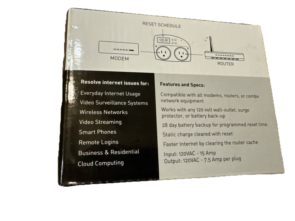 NetReset Digital Automatic Timer Outlet Router & Modem Faster Internet