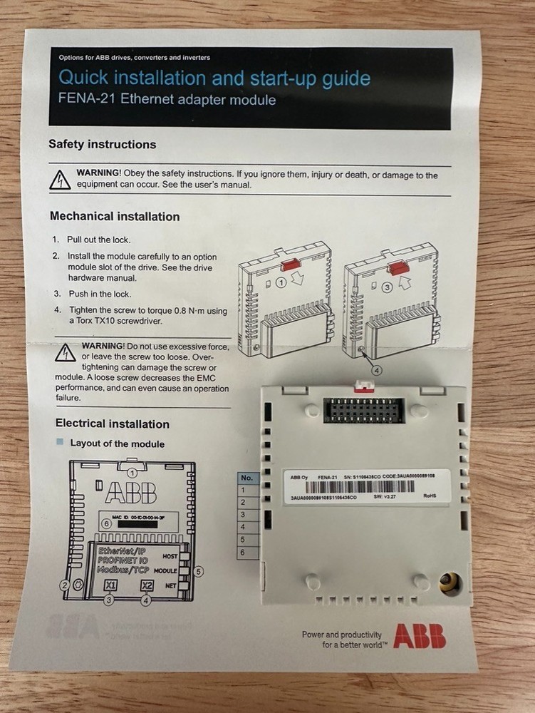 ABB FENA-21 (ETHERNET ADAPTER MODULE)