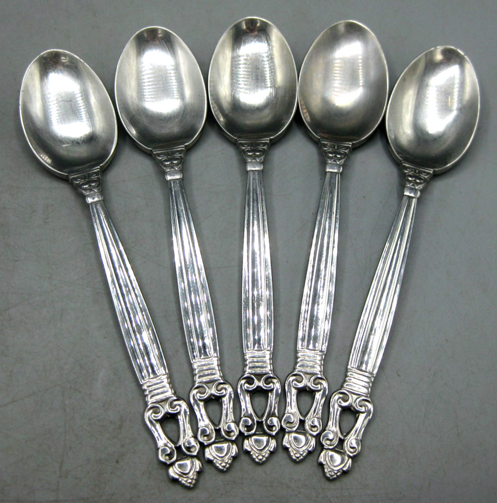 5 Towle Stainless KING GUSTAV Tea Spoons Teaspoons Germany Silverware Flatware