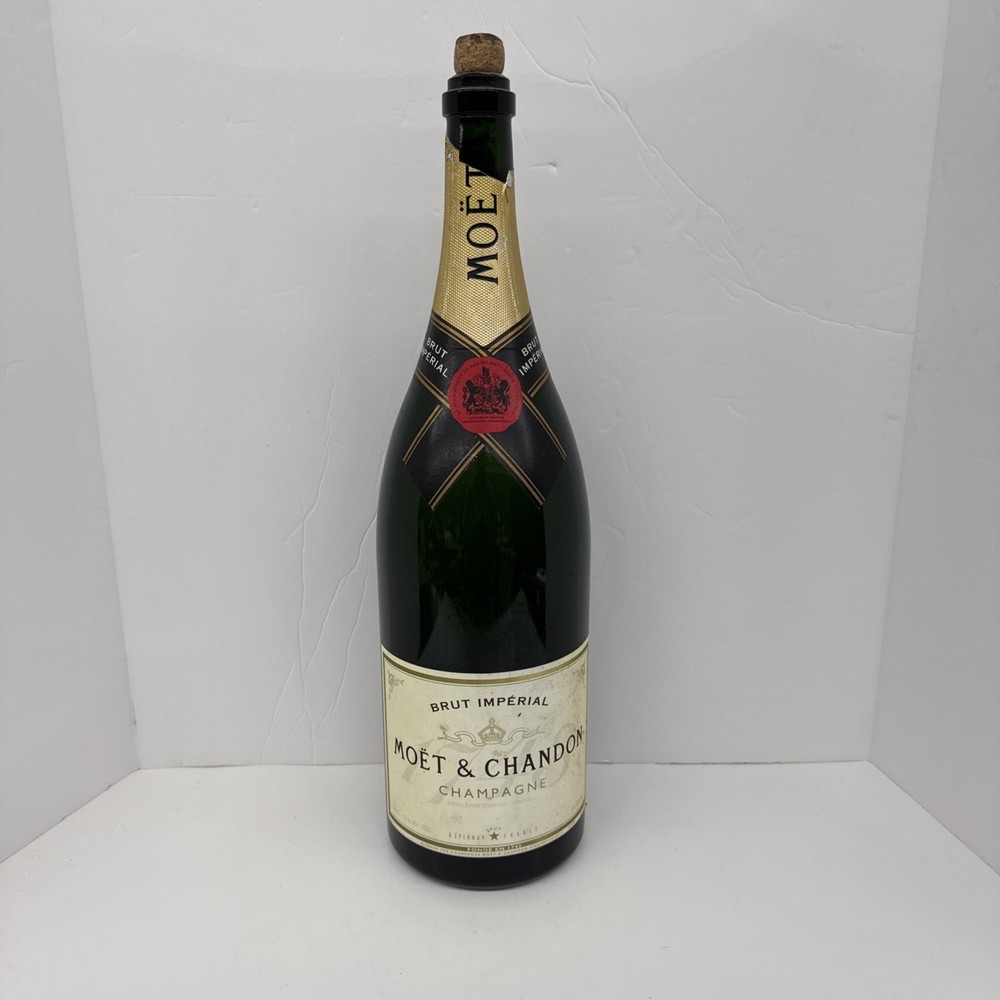Huge Empty Moët & Chandon Dummy Display Champagne Bottle 20” Tall Open