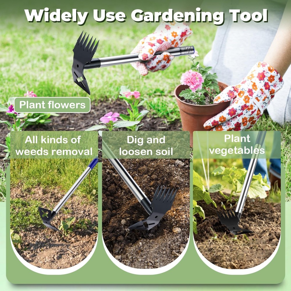 Weed Puller Tool with Long Handle, 60'' Weed Remover Weeding Tool, Heavy Duty...