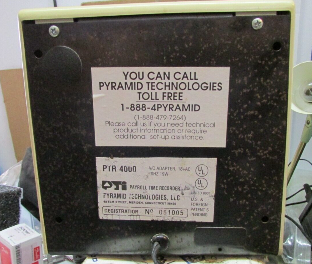 Pyramid Technology 4000 PTR 4000 Time Clock