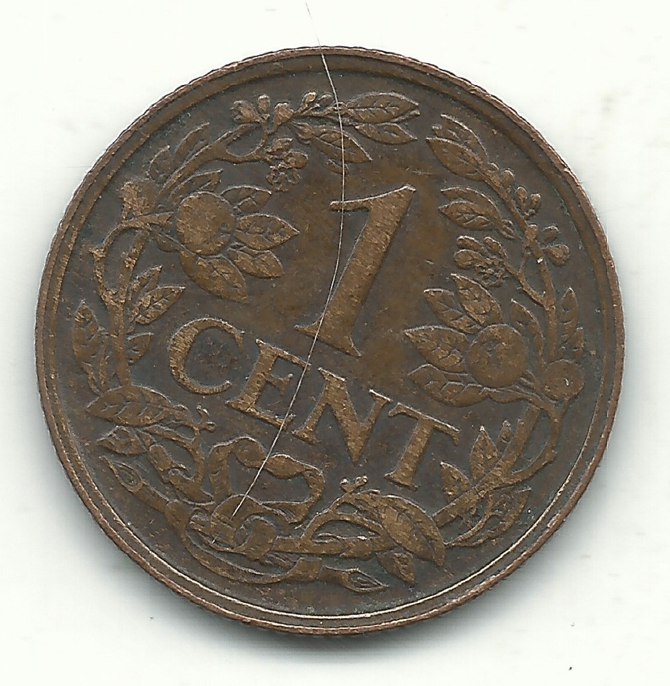 A BETTER GRADE 1921 NETHERLANDS 1 ONE CENT-NOV891