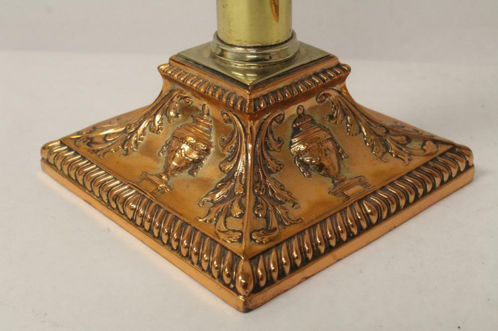 Pr 18th c. Sheffield silver on copper candle holders