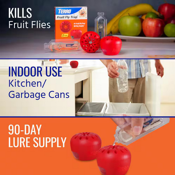 2‑Count Ready‑to‑Use Indoor Fruit‑Fly Traps with Non‑Staining Bait