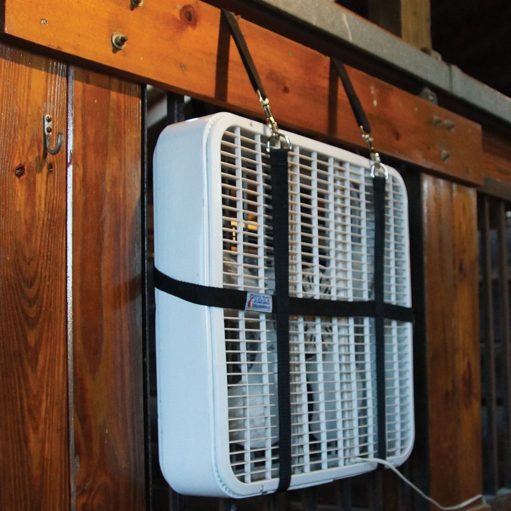 Dura-Tech Adjustable Box Fan Holder | Easy Fan Hanging | 1" Poly Web Harness