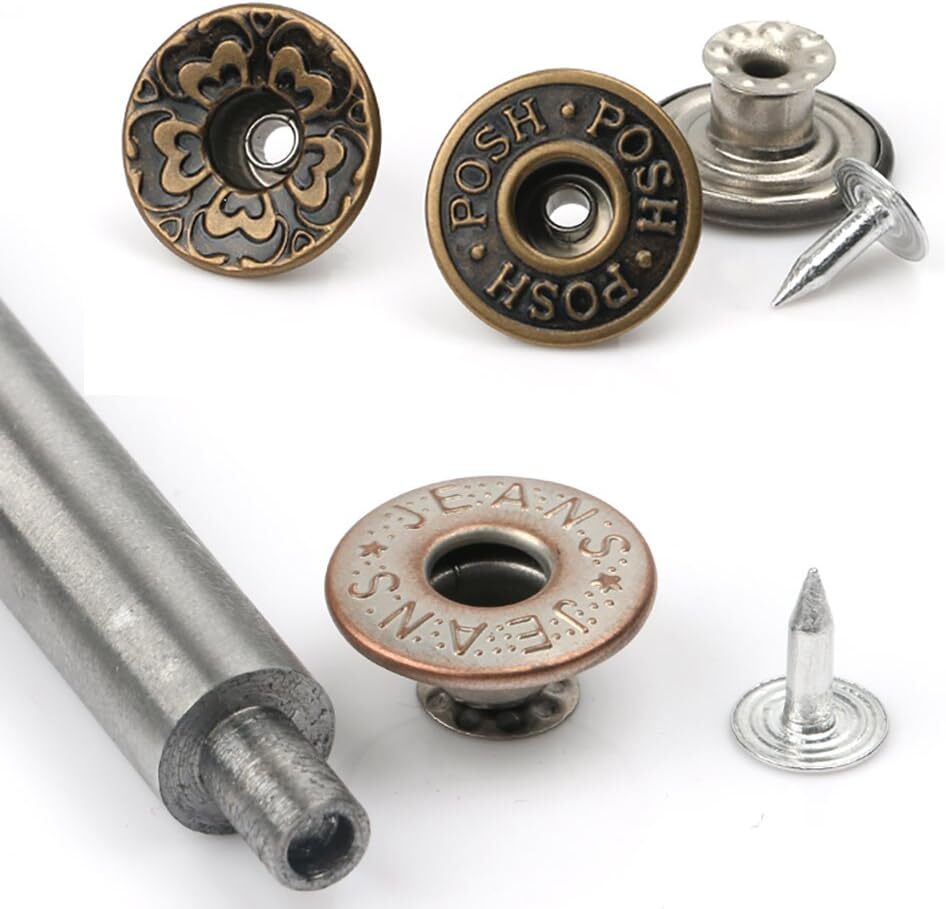 20 Pieces Jeans Button Tack Buttons Snap Fastener Press Studs Metal Replacement