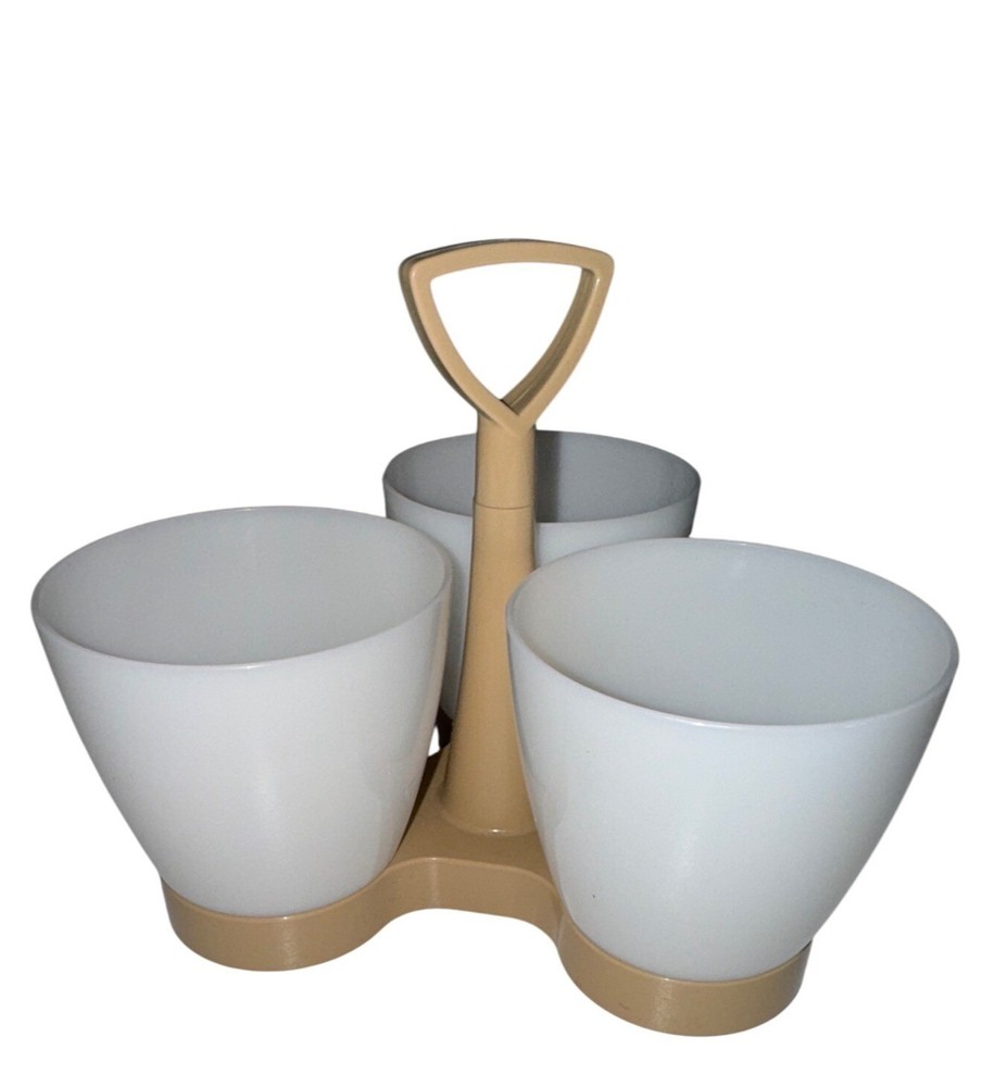 Vintage Tupperware Condiment Caddy 3-Compartment Dip Server Classic *Tiny Flaw