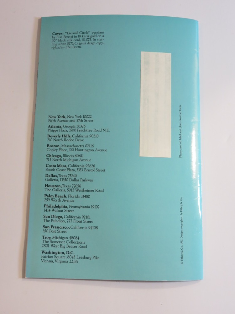 Tiffany & Co. ~ Fall Selections 1992 Catalog