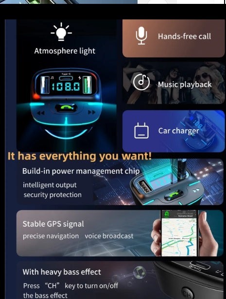 Wireless Bluetooth FM Transmitter Car Charger