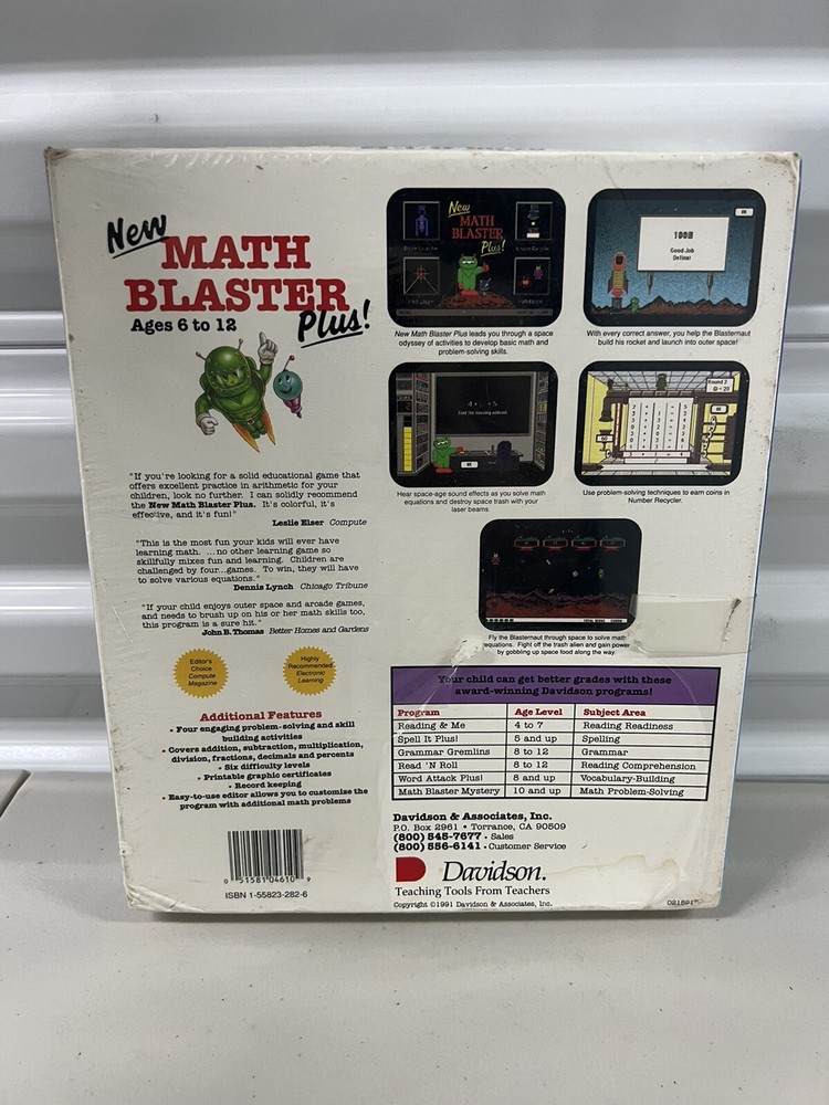 Math Blaster 1991 Software Davidson Math Blaster Software New PC Floppy Disk