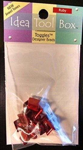 Metallic Ruby Red Toggle Square Brads - 12pc