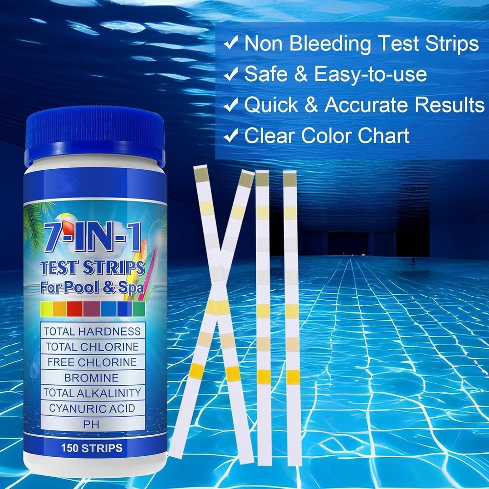 Pool Strips 7-in-1 150Pcs for Pool & Spa Water Testing Kit