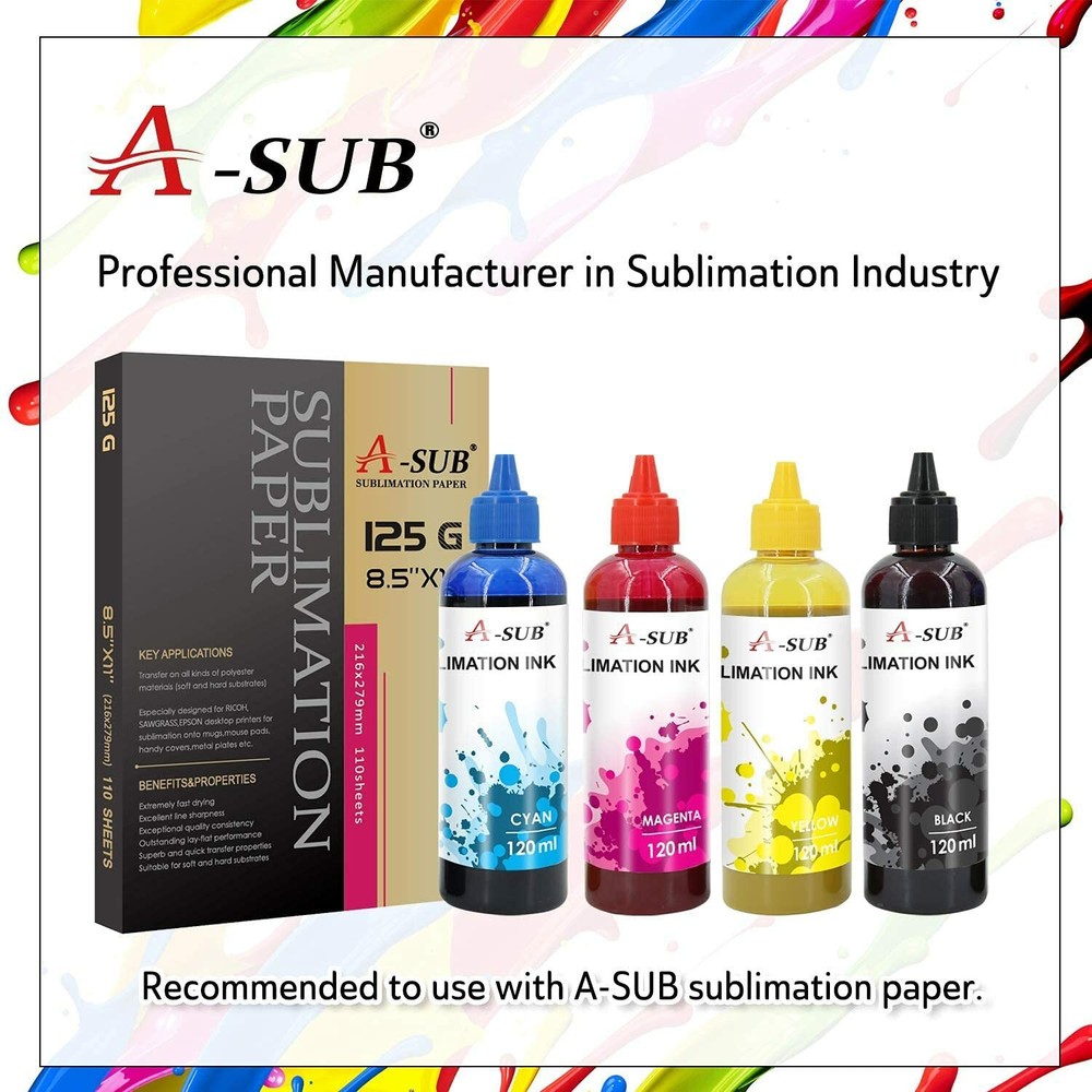 Sublimation Bundle - A-SUB Sublimation Ink 480ML + A-SUB Sublimation Paper 125g