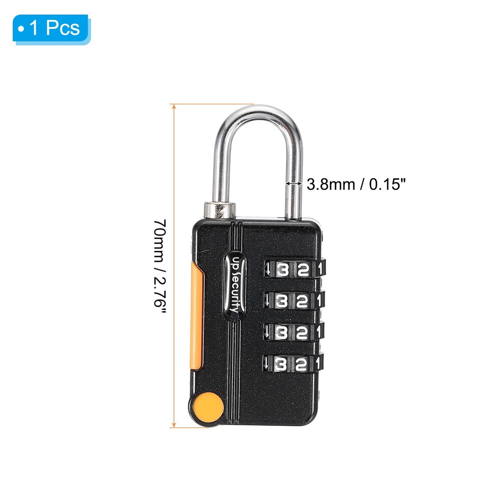 3Ft 4 Digit Combination Lock Black DIY Security Cable Padlock , 1Pcs