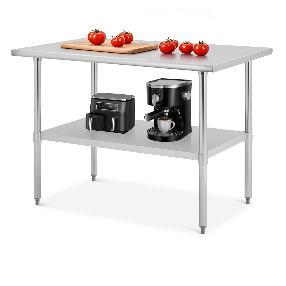 Adjustable Shelf Stainless Steel Kitchen Prep Table 48x30 Inch Work Table