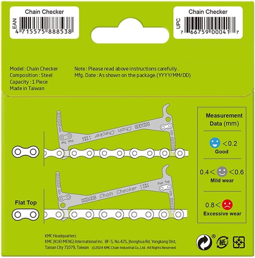 KMC Easy Chain Checker Chain Wear Indicator Tool, Universal, Silver