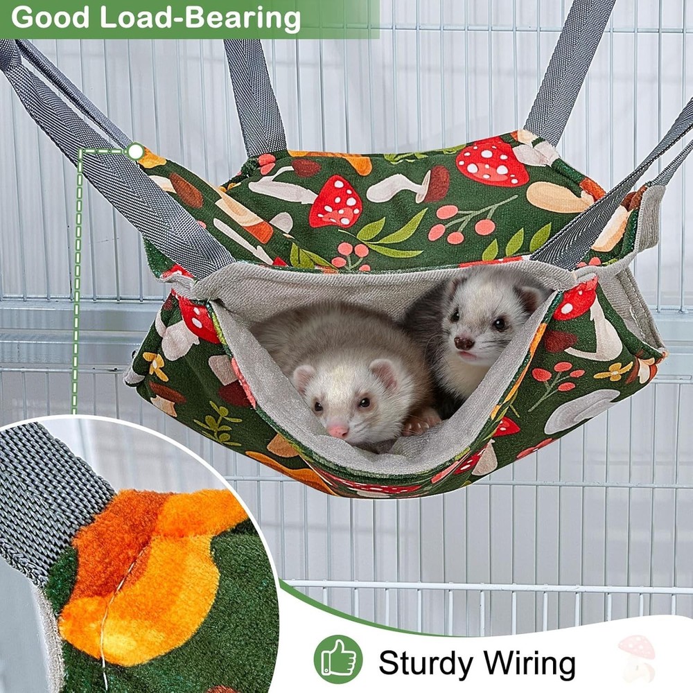 Luxurious 4-Pack Ferret Hammocks - Soft, Adjustable & Washable for Small Pets