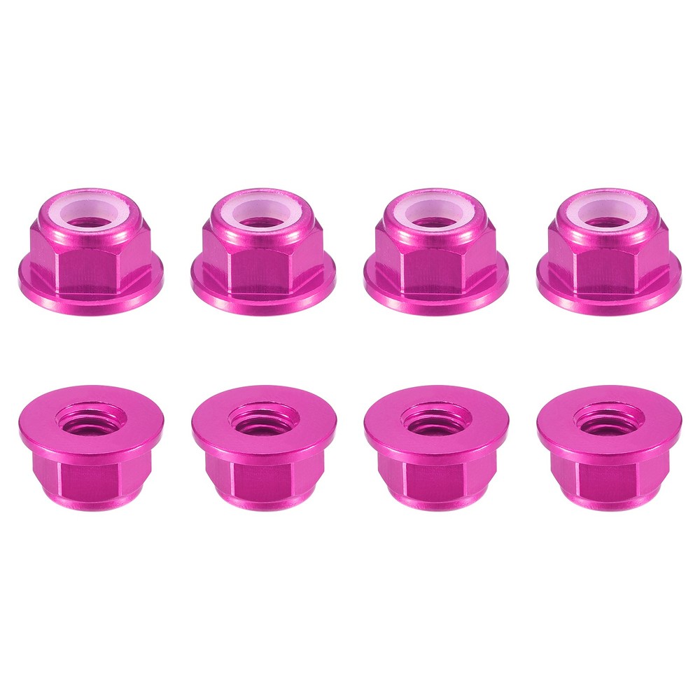 Nylon Insert Hex Lock Nuts, 8pcs - M4x0.7mm Self-Locking Nut(Pink)