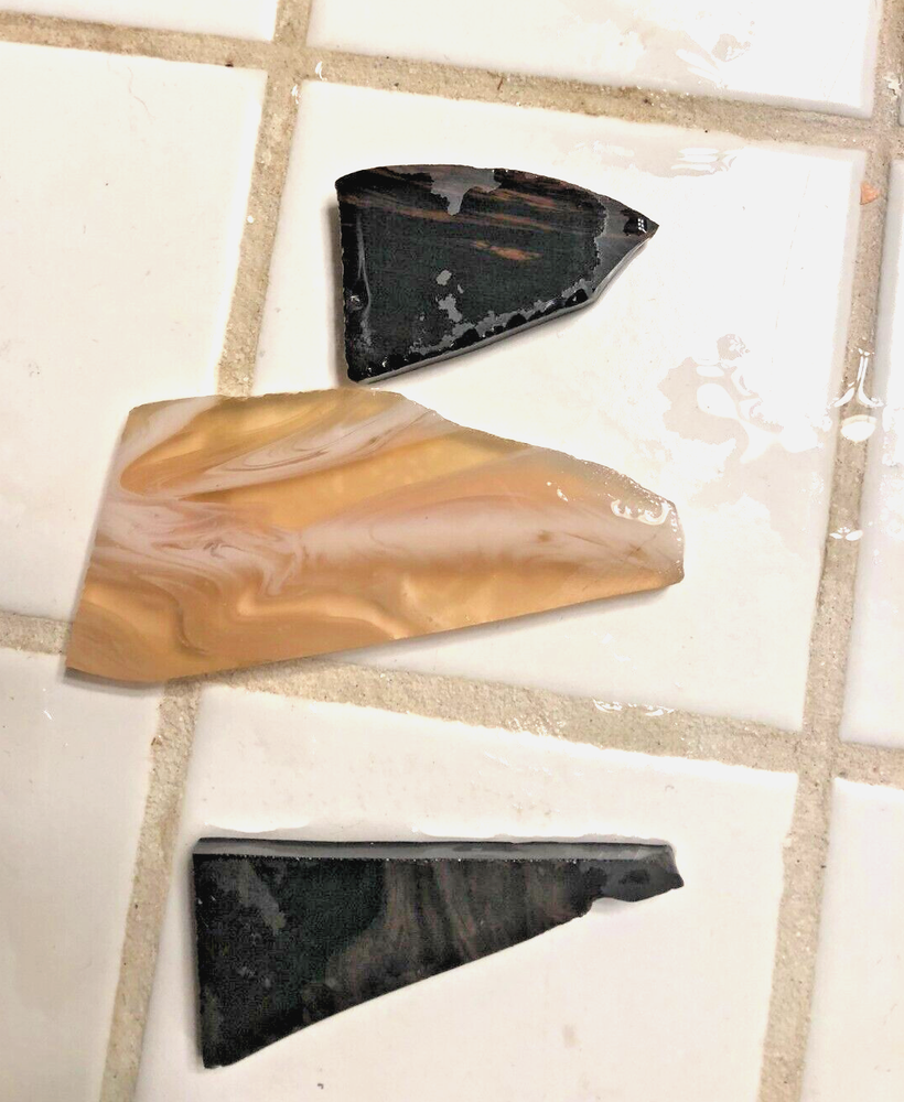 OBSIDIAN and slag glass Flint Knapping Primitive preforms great gem quality