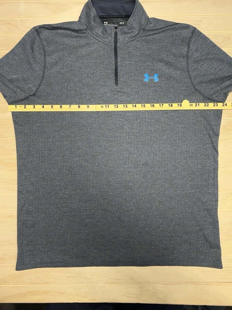Under Armour 1/4 Zip Pullover Mens Large Gray Threadborne HeatGear Herringbone