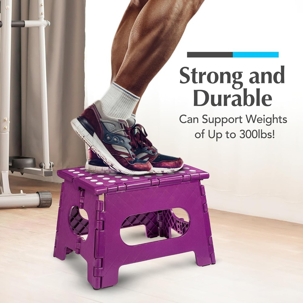 Folding Lightweight Step Stool Sturdy Enough to Support Adults & Safe Enough