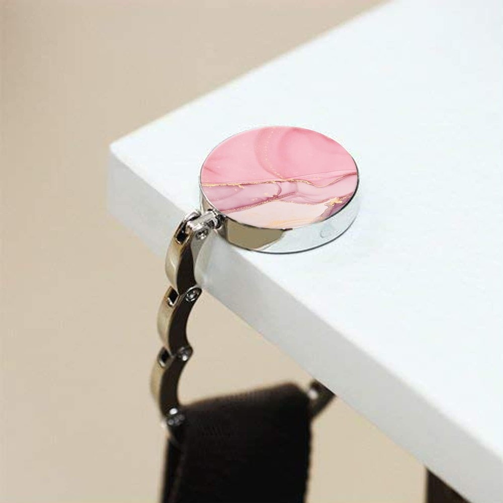 Foldable Purse Hook Womens Bag Table Hanger Small, 3pack Modern Marble