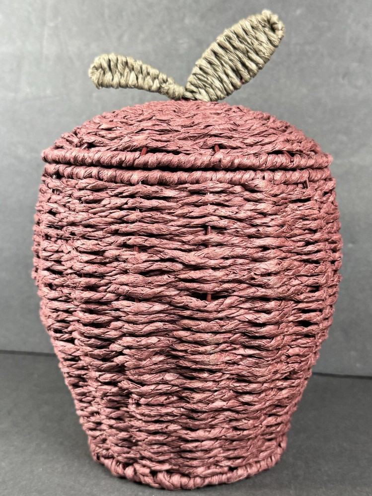 Apple Shaped Wicker Style Decorative Basket