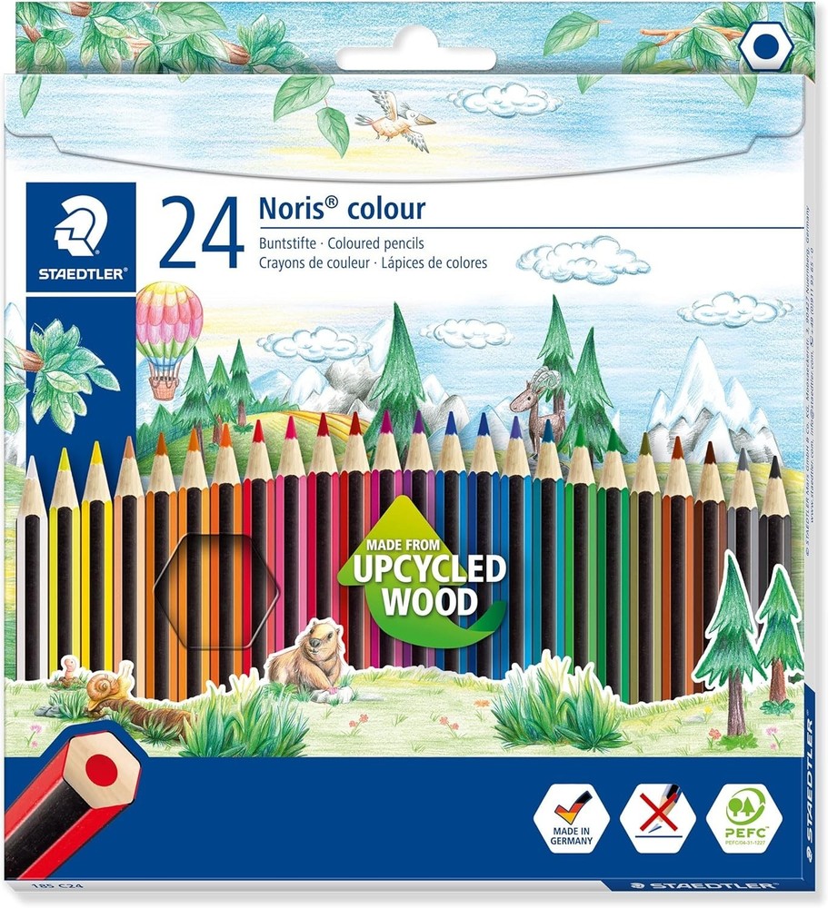 24 Assorted Color Pencils in Hexagonal Shape for Smooth Drawing & Sketching