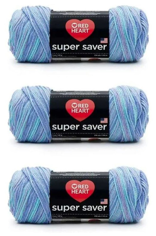 Super Saver Yarn, 3 Pack, Ocean 3 Count