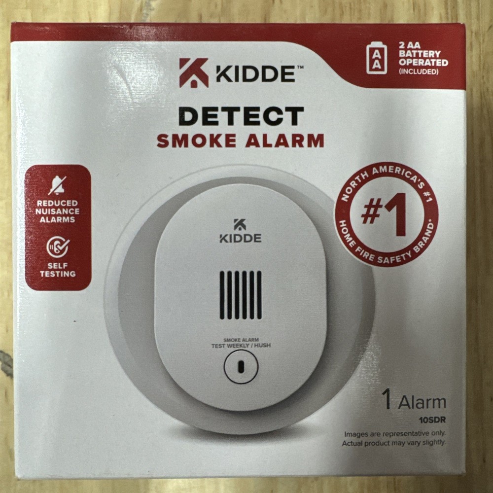 Kidde 10SDR Compact 4" AA Battery Powered Smoke Detector w/ Photoelectric Sensor