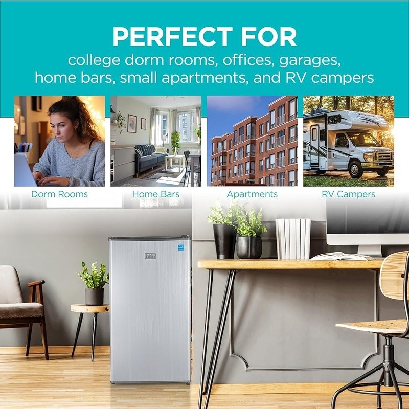 Compact Refrigerator W/ Freezer Energy Efficient Mini Fridge Dorm Office Bar New