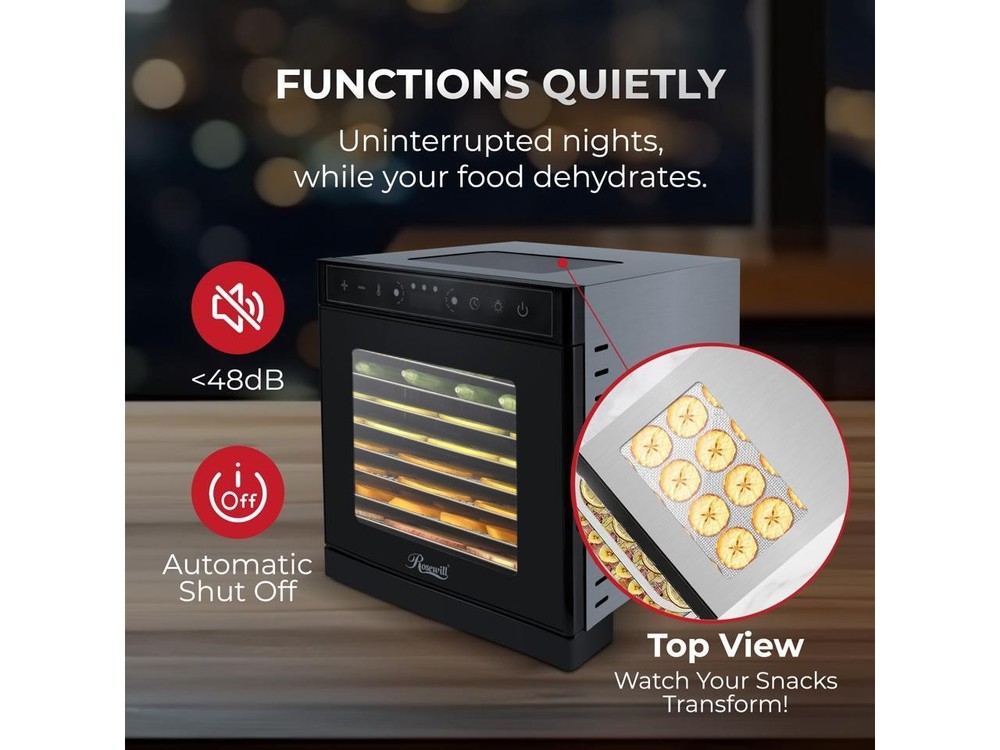 Rosewill Food Dehydrator Machine, 8 Stackable Trays with Adjustable 48H Timer an