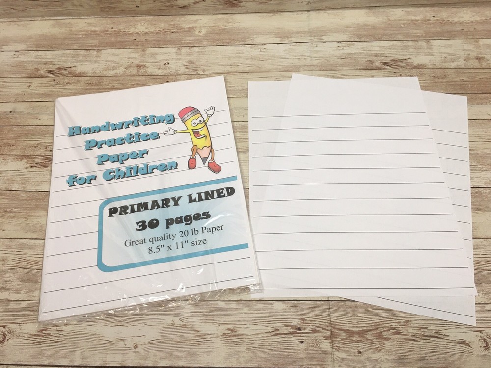 Primary Lined - Handwriting Practice Paper For Children - 30 Sheets
