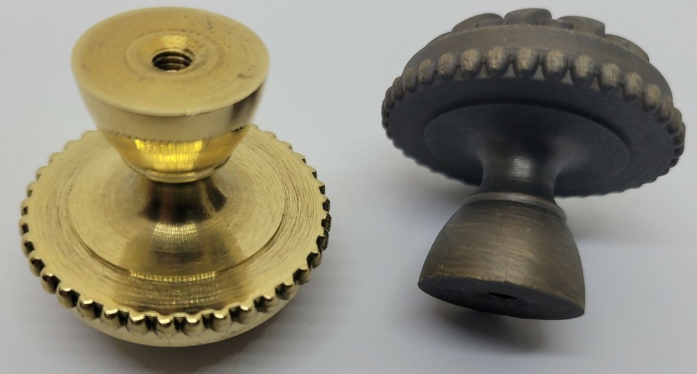 Round French Solid Brass knob mid century modern floral antique depression pull