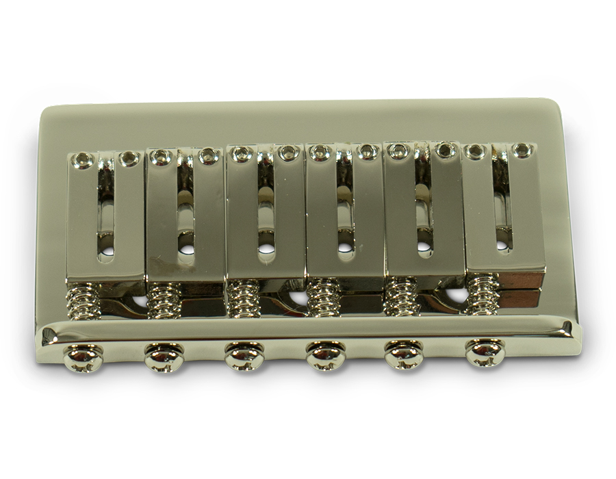 Kluson Standard 6 String Fixed Hardtail Bridge, Through-mount, Nickel