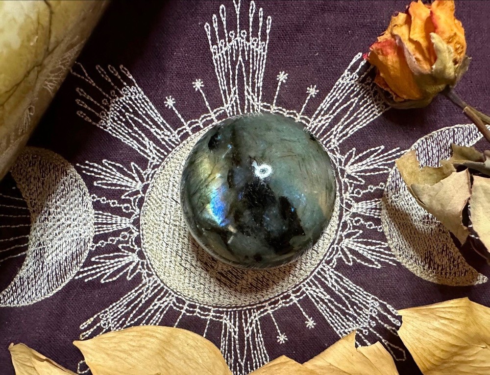 Labradorite Sphere, All Natural, Pagan, Witchcraft, Occult, Altar Tools