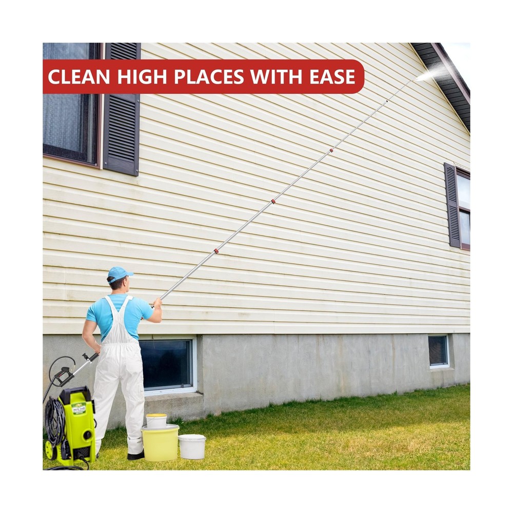 24 FT Gutter Cleaning Tools from The Ground - Telescoping Pressure Washer Wan...