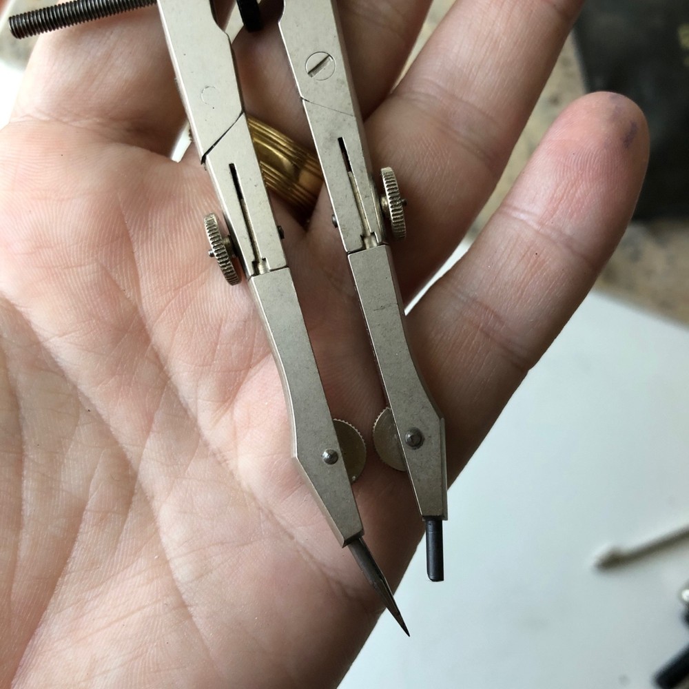 Set of 4 Vintage Drafting Tools - Compasses & Ruling Pen