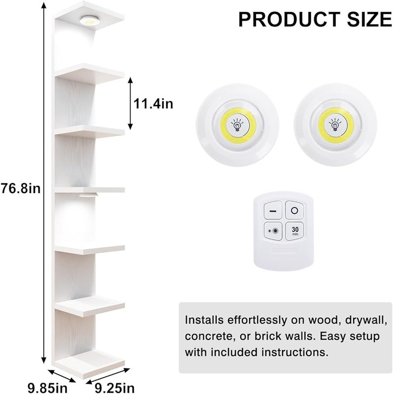 Multi-Tier Floating Shelf W/ LED Lights Space Saving Display Home Decor New